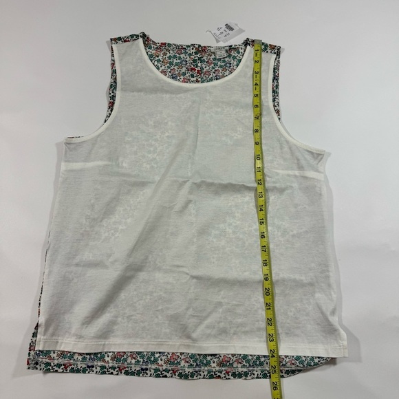 New J Crew Factory Contrast Sleeveless Tank Top White Floral H6132 - Picture 5 of 6